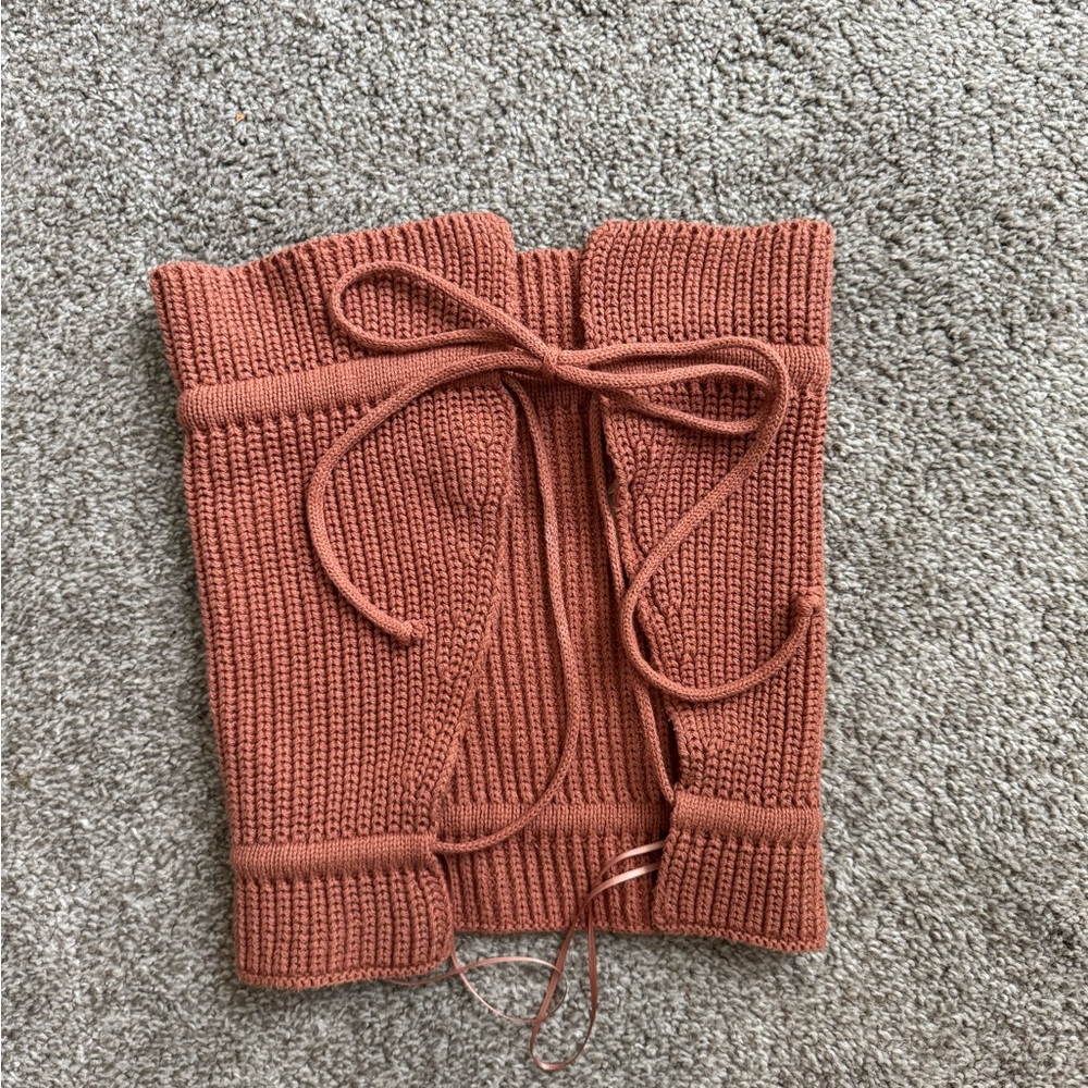 Knit Crocheted Tank Top with an Open Back and Ties